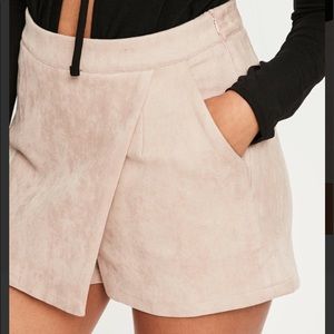 MISSGUIDED NWT cream bonded faux suede skort